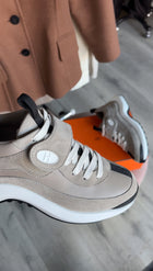 Hermes Grey Leather Loop Sneakers - 37