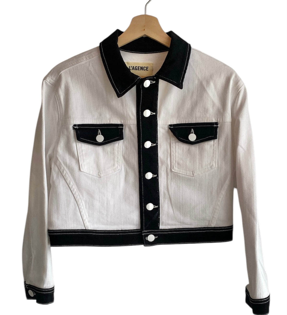 L’ Agence Black and White Denim Jacket