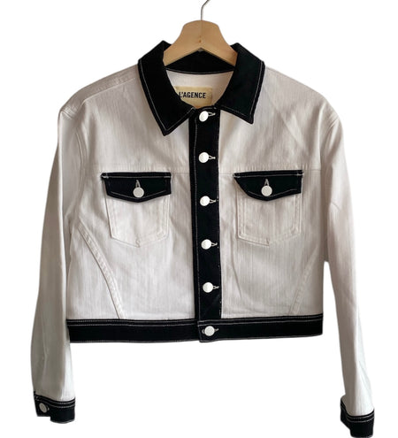 L’ Agence Black and White Denim Jacket
