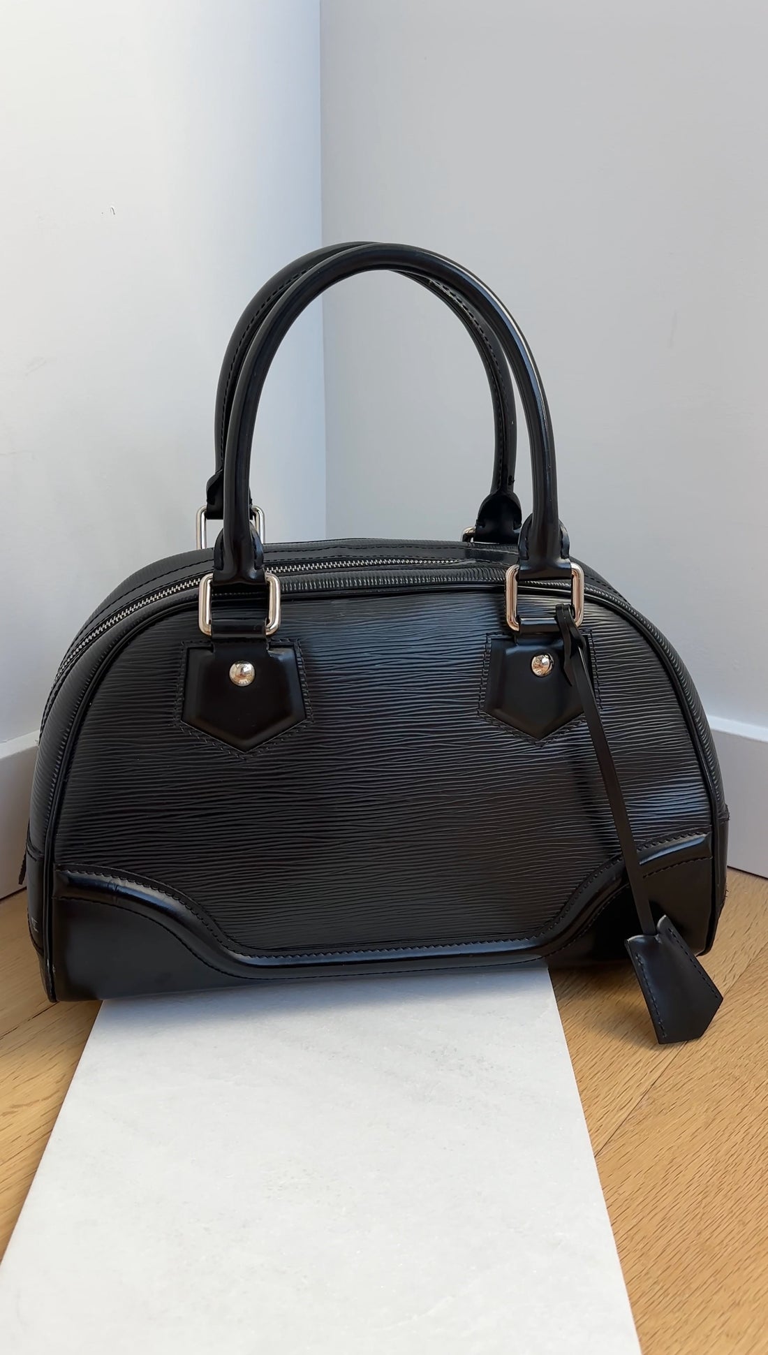 Louis Vuitton Black Epi Leather Bowling Montaigne PM Bag