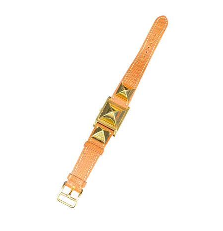 Hermes Vintage 1995 Brown Leather Medor Watch GHW