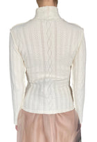 Smythe Ivory Pointelle Turtleneck Long Sleeve Top - S / US 4