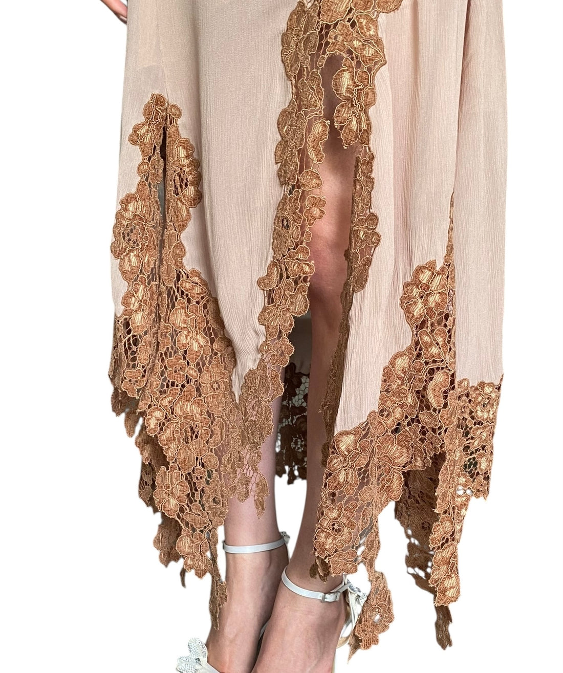 Acne Studios Brown Crepon Lace Hem Gown - 38