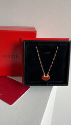 Qeelin Yu Yi Small 18k Rose Gold Diamond Red Agate Necklace