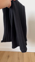 Chanel Sport Black Cotton Rib Knit Large Muffler Scarf