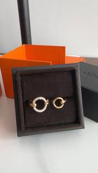 Hermes Filet D’Or 18k Rose Gold Diamond Double Ring Large Size - 52 / 6