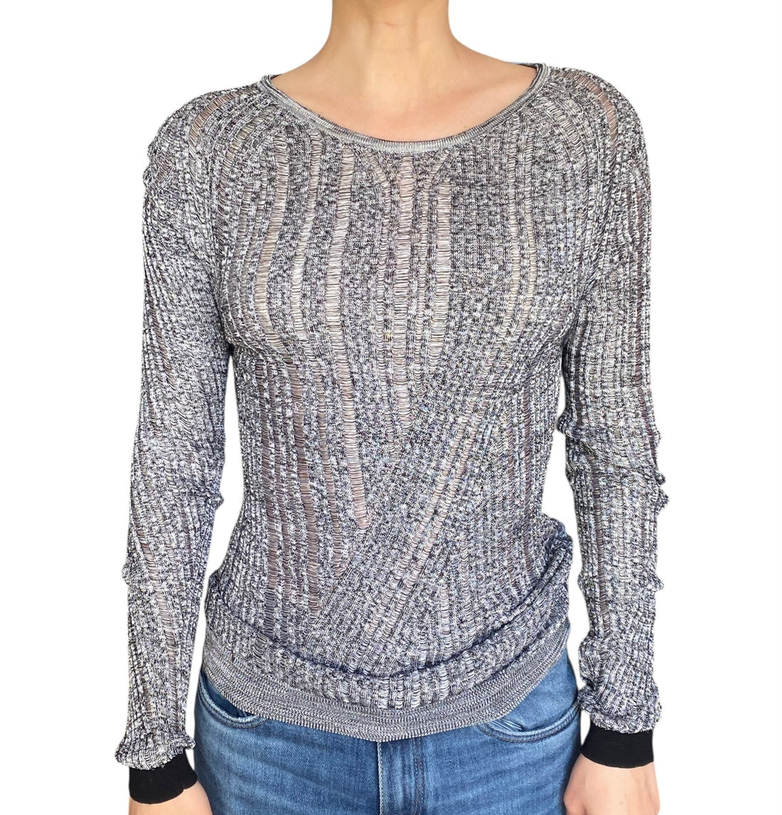 Acne Studios Grey Distressed Knit Sweater - L