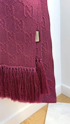 Gucci GG Monogram Pink Shimmer Fringe Long Scarf