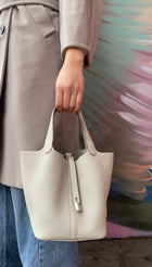 Hermes Picotin Lock 22 Bag in Clemence Beton Leather PHW