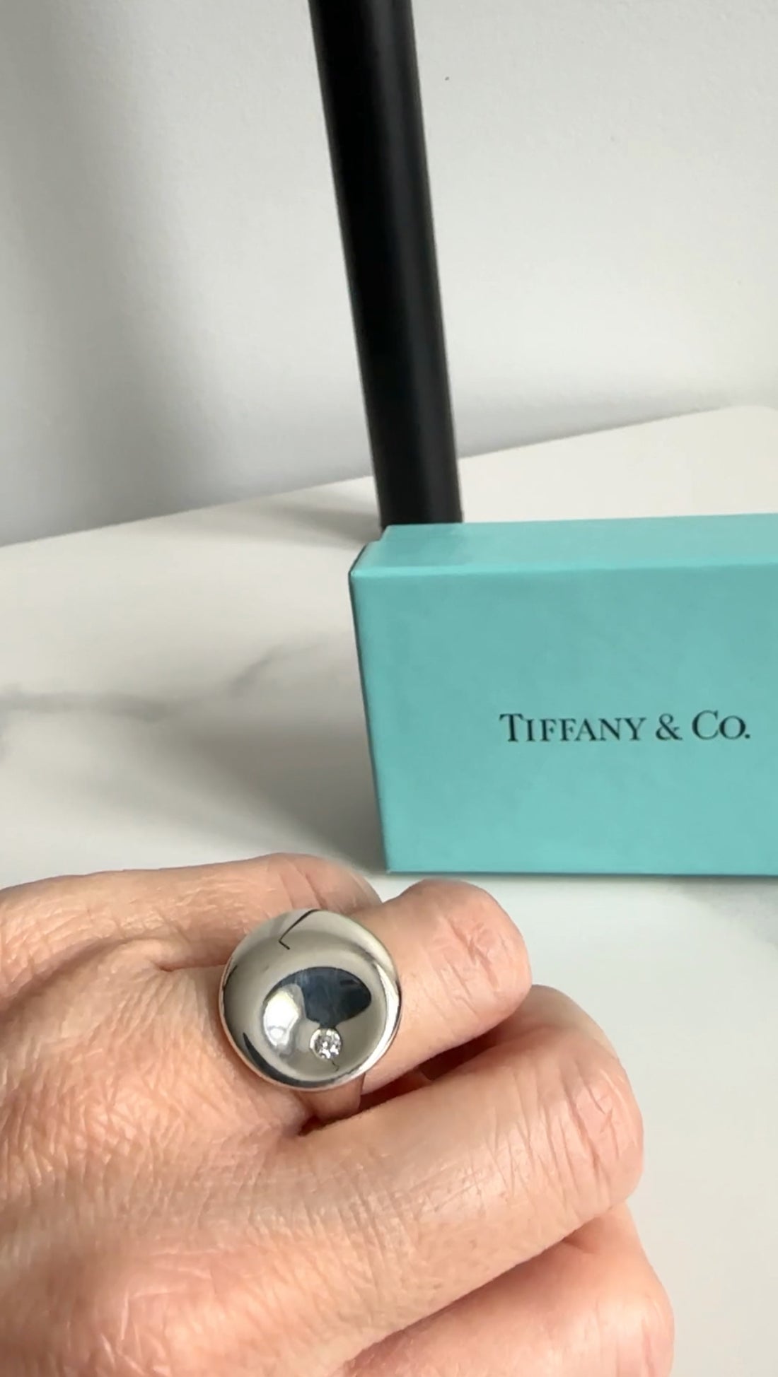 Tiffany & Co. x Elsa Peretti Sterling Silver Diamond Full Circle Ring