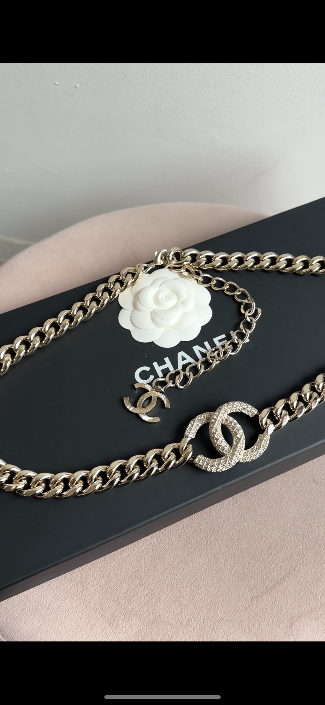 Chanel 20A Light Goldtone CC Strass Chain Belt