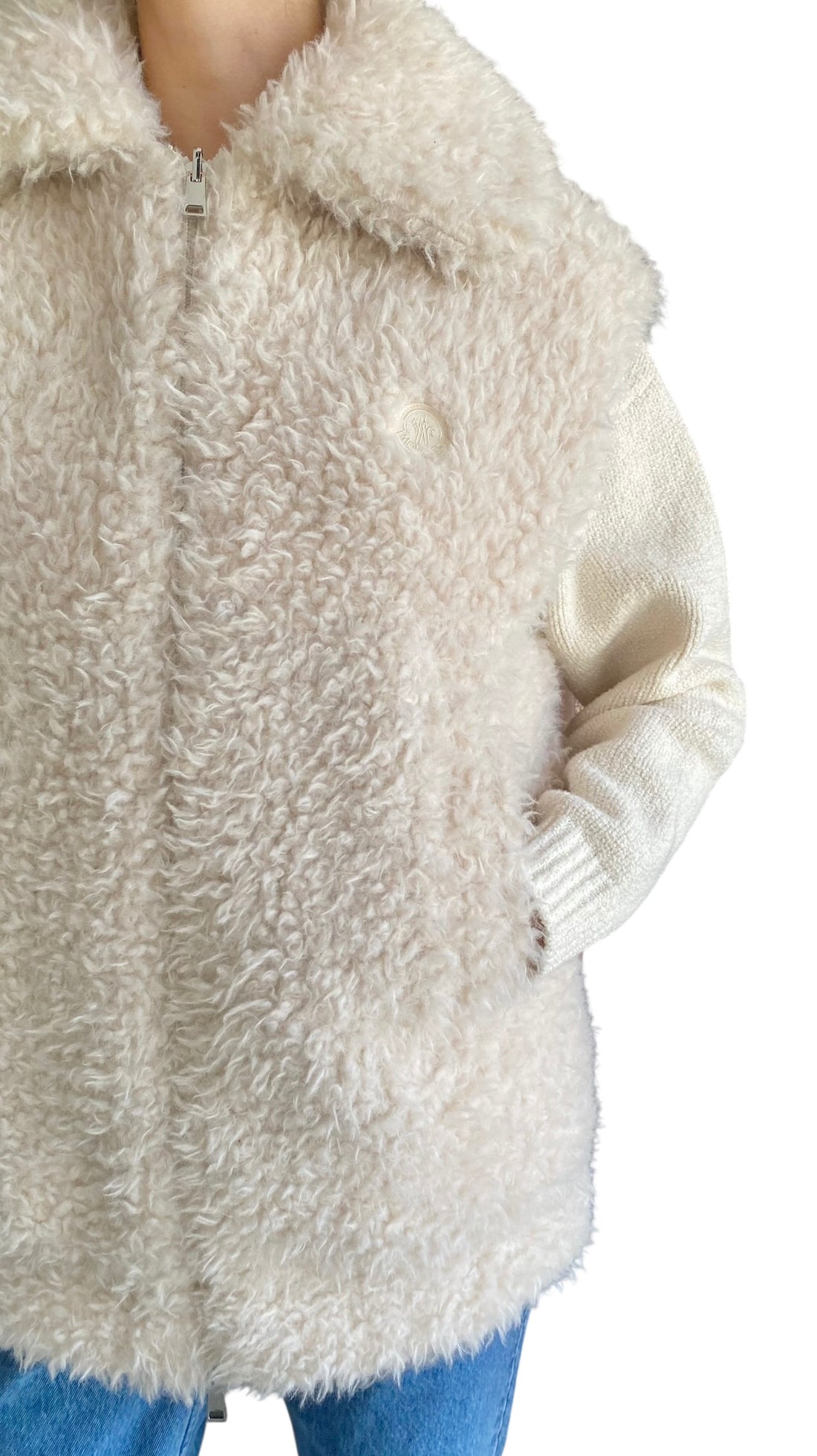 Moncler Ivory Archard Reversible Faux-Fur Hooded Down Vest - 0 / S / US 4-6