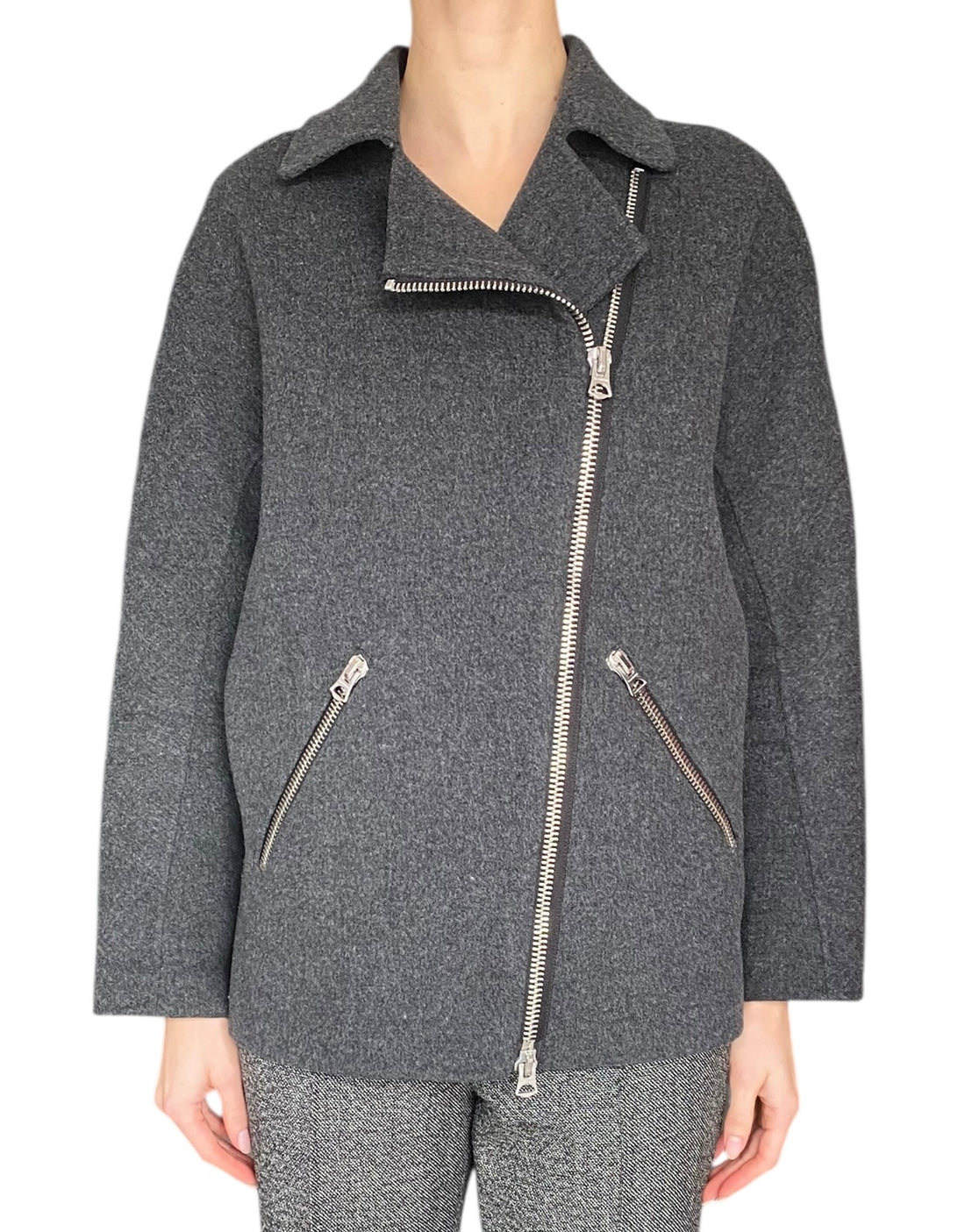 Acne Studios Grey Wool & Cashmere Envier Biker Jacket - M