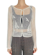 Calle Del Mar White Nautical Crochet Cardigan - L / US 6