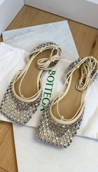 Bottega Veneta Ivory Crystal Embellished Ballet Flats - 37