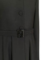 Fendi Black Belted Wool Dress Coat - IT 42 / US 8
