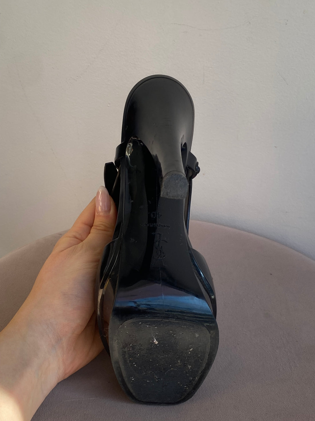 Saint Laurent Rubber Black Tribute Heels