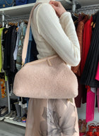 Fendi First Medium Light Beige Shearling Teddy Frame Bag