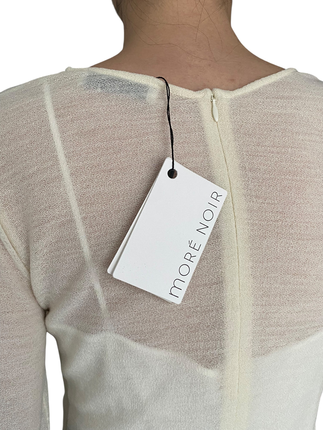 Moré Noir Ivory Ruched Fishtail Midi Dress - M