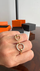 Hermes Filet D’Or 18k Rose Gold Diamond Double Ring Large Size - 52 / 6