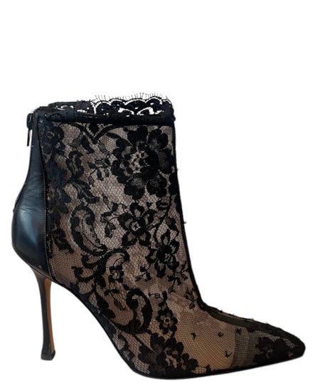 Manolo Blahnik Black Lace Bootie - 41