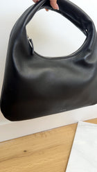 The Row Black Leather Small Everyday Shoulder Bag