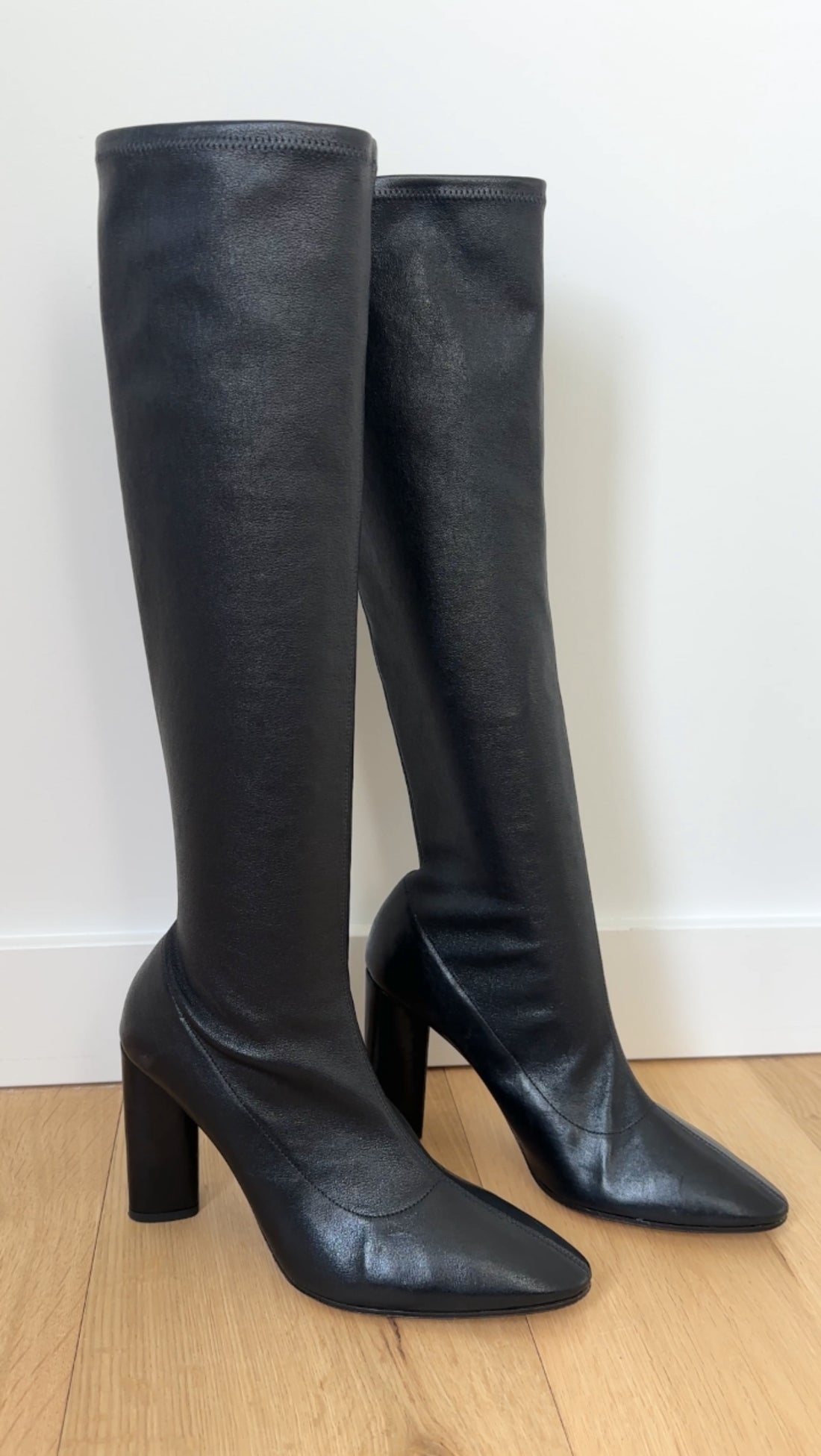 Bottega Veneta Black Nappa Stretch Leather Tall Boots - 38