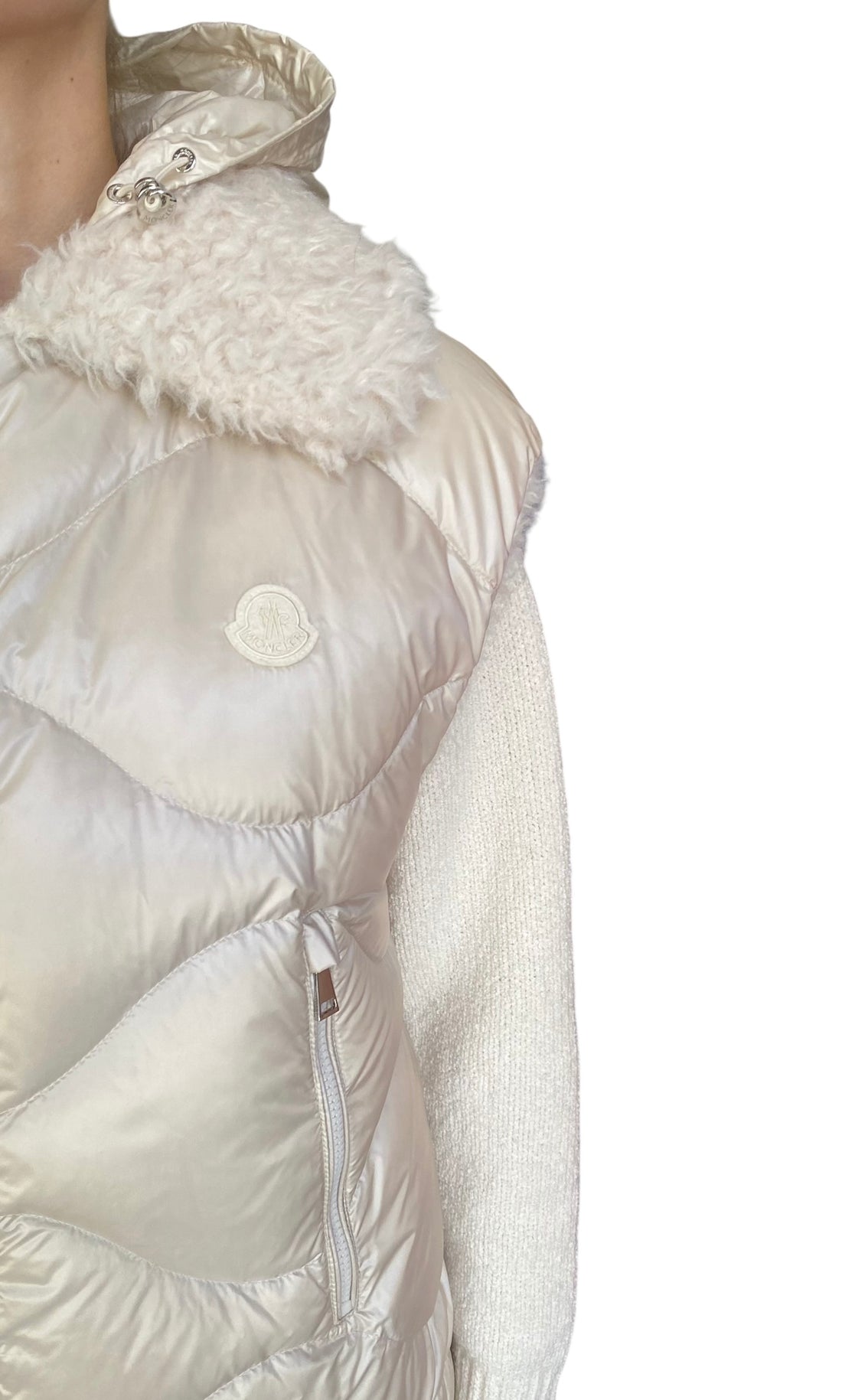 Moncler Ivory Archard Reversible Faux-Fur Hooded Down Vest - 0 / S / US 4-6