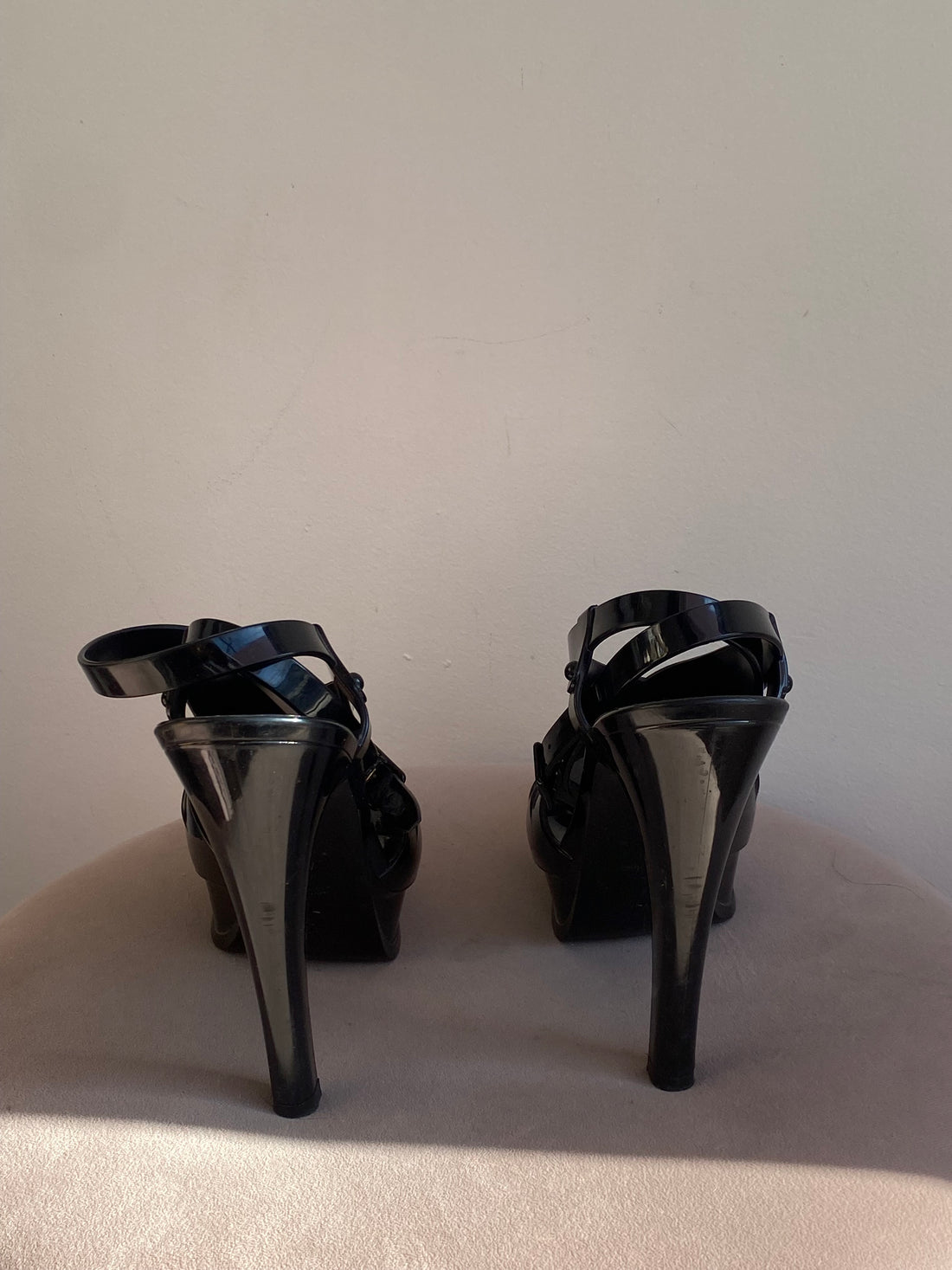 Saint Laurent Rubber Black Tribute Heels
