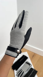Hermes Black Leather and Grey Cashmere Clou de Selle Gloves - 6.5 / XS