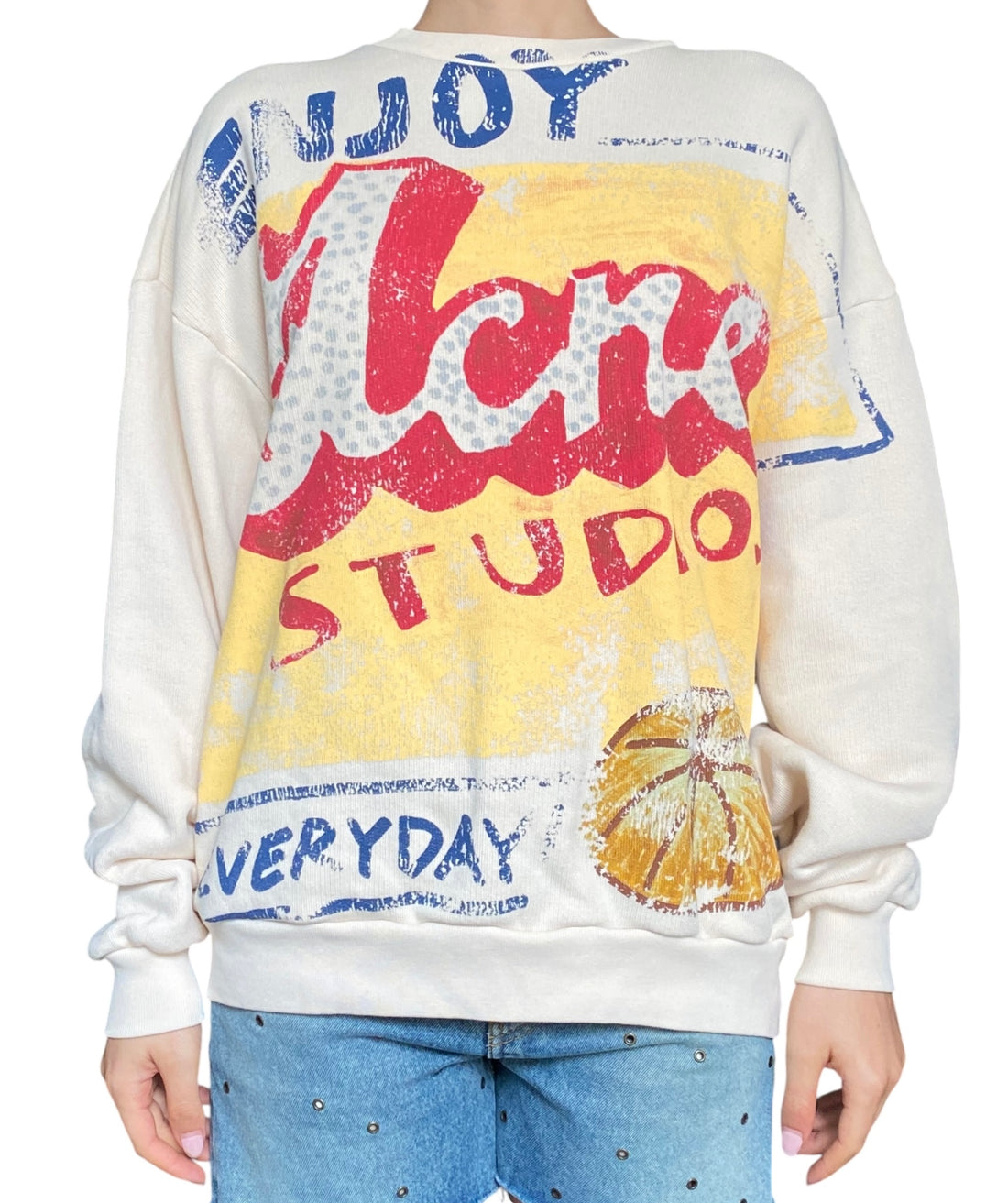 Acne Studio Ivory Graphic Print Oversized Crewneck - XXS