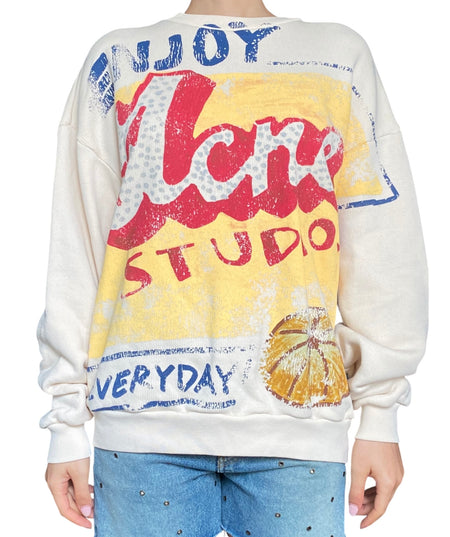 Acne Studio Ivory Graphic Print Oversized Crewneck - XXS
