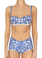Dolce & Gabbana Majolica Print 3-Piece Bikini Short Kaftan Set - US 2