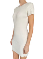 Anine Bing Ivory Ribbed Short Sleeve Mini Dress - M / US 6