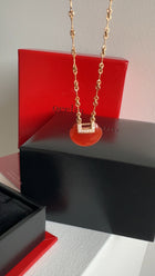 Qeelin Yu Yi Small 18k Rose Gold Diamond Red Agate Necklace