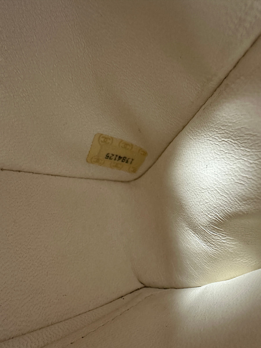 Chanel Vintage 1989 Mini White Lambskin Quilted Full Flap Bag