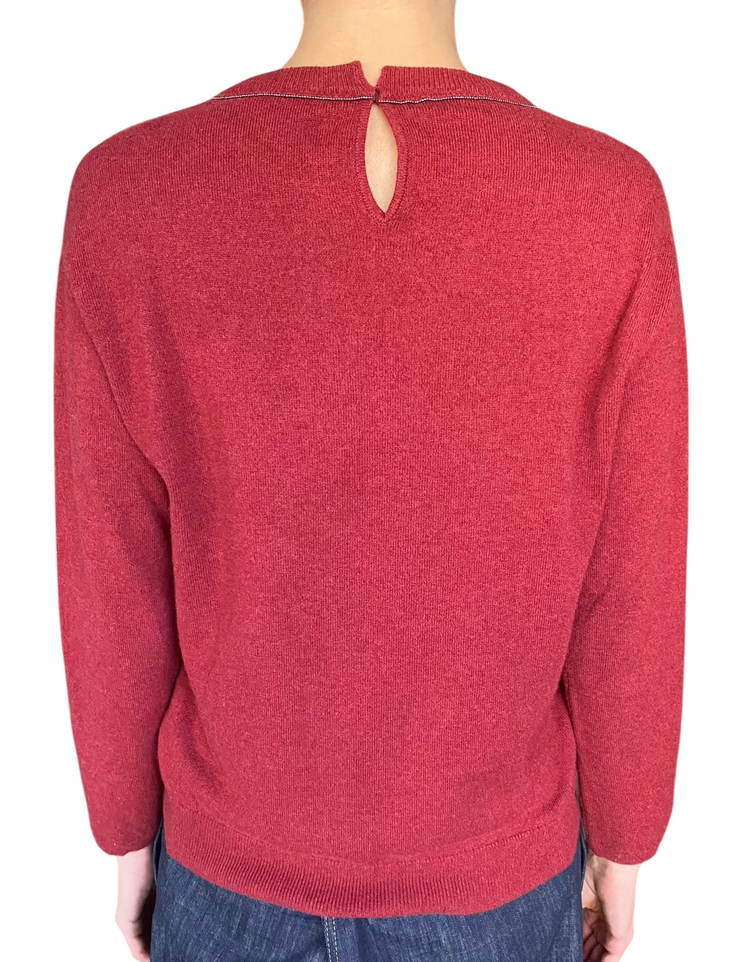 Brunello Cucinelli Red Monili Trim Cashmere Sweater - XS / US 0-2
