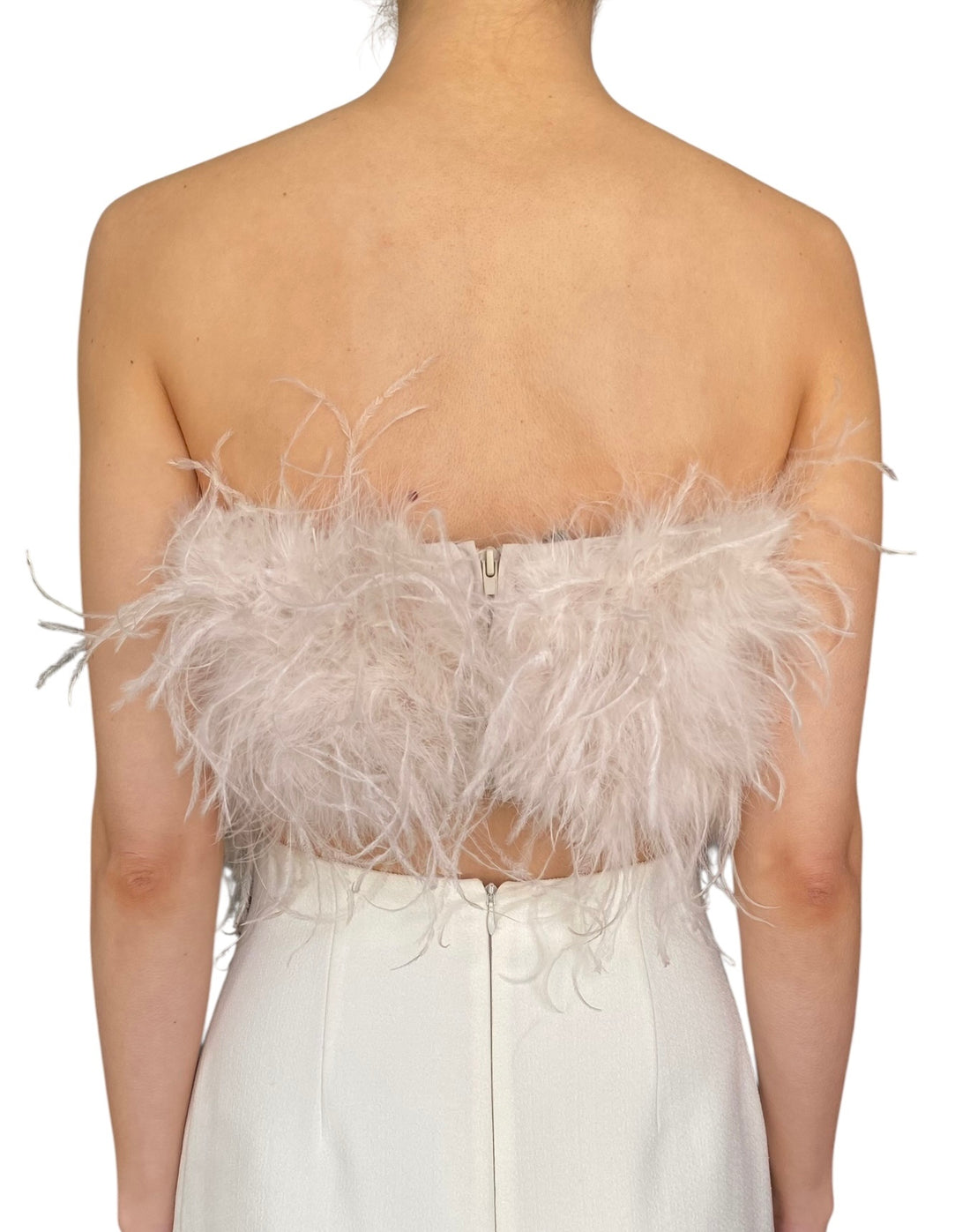 Lamarque Blush Ostritch & Turkey Feather Bandeaux Top - S / US 2-4