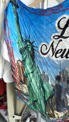 Balenciaga I Love New York blue Green Silk Wrinkle Scarf