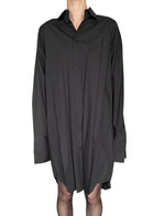 Balenciaga Black Cotton Plisse Shirt Dress - 36 / US 4