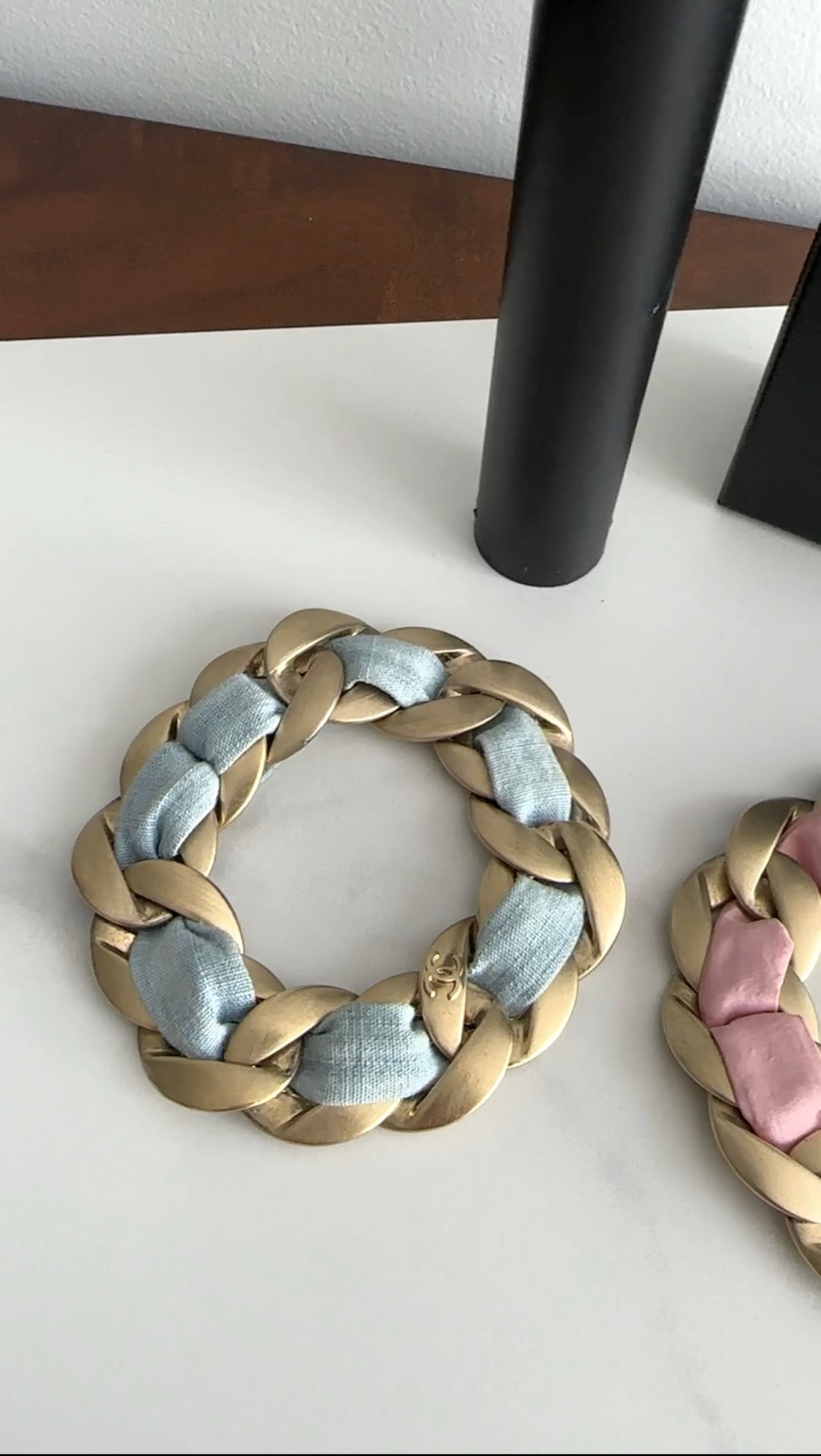 Chanel 09C Blue and Gold Chain Bracelet