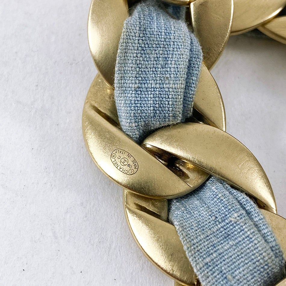 Chanel 09C Blue and Gold Chain Bracelet