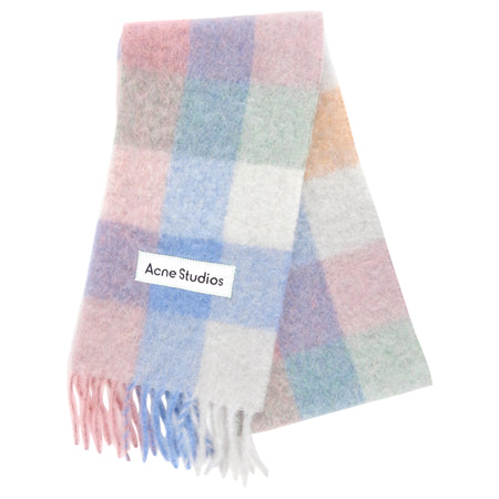 Acne Studios Mohair Check Fringe Scarf