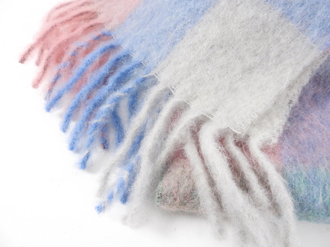 Acne Studios Mohair Check Fringe Scarf