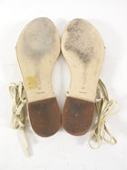 Aeyde Ivory Leather Flat Wrap Tie Sandals - 37
