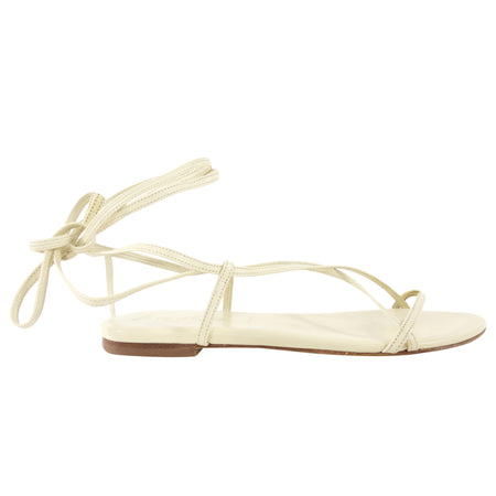 Aeyde Ivory Leather Flat Wrap Tie Sandals - 37