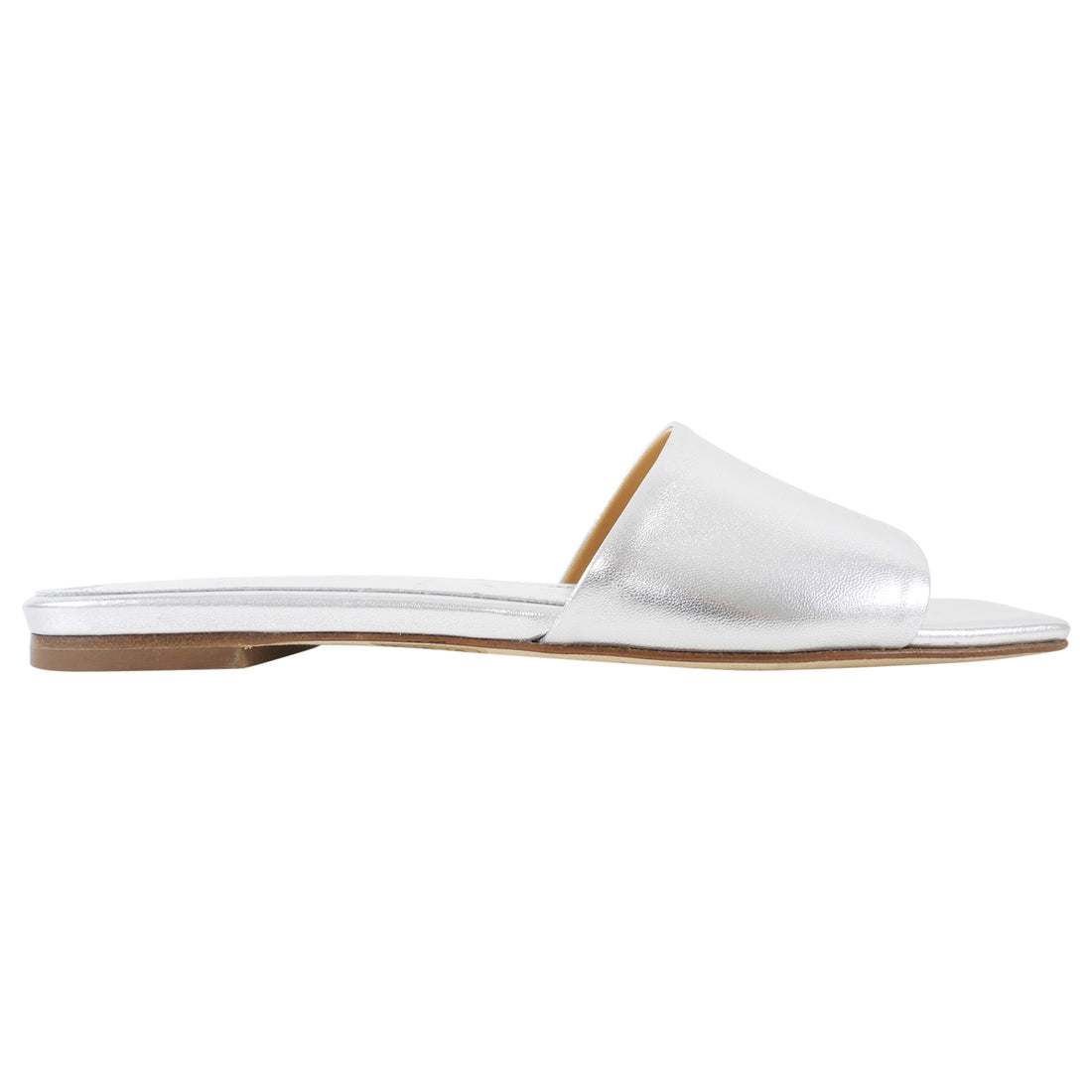 Aeyde Silver Flat Leather Sandals - 37