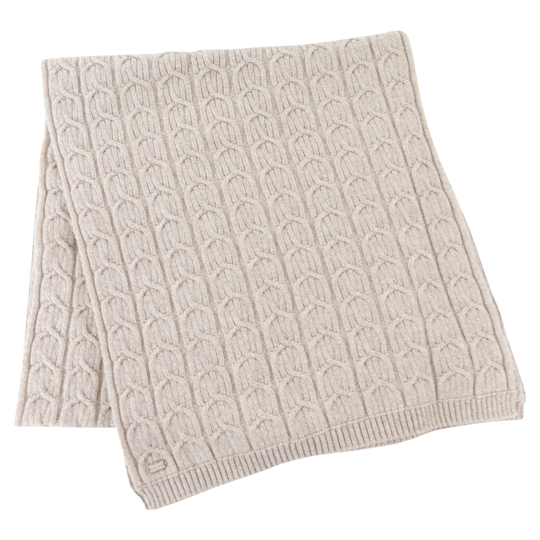 Agnona Beige Cable Knit Plaits Cashmere Long Scarf