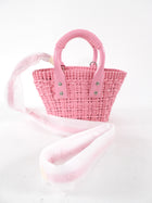 Balenciaga Pink Woven Bistro XXS Basket Crossbody Bag