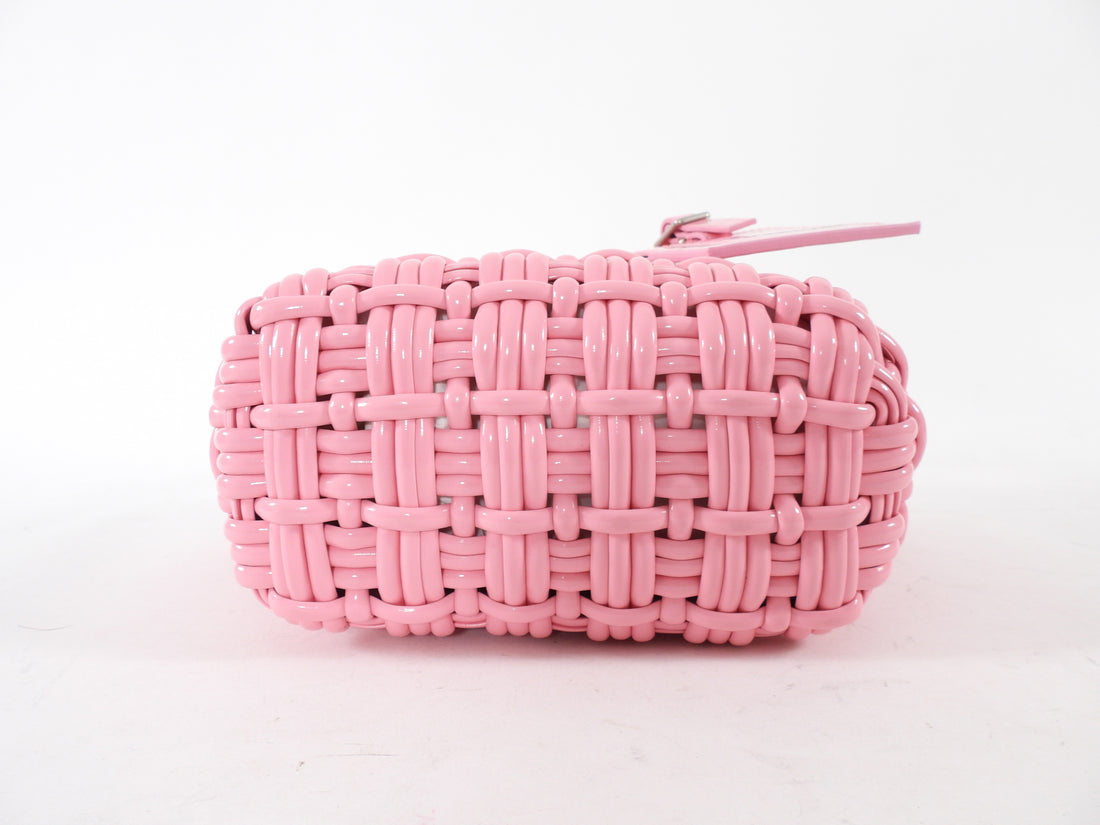 Balenciaga Pink Woven Bistro XXS Basket Crossbody Bag